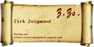Zirk Zsigmond névjegykártya